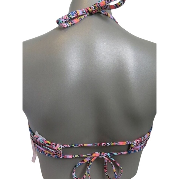 Victoria's Secret Multi Zig Zag Foil Ruffle Fabulous Swim Top 32B - Picture 2 of 2